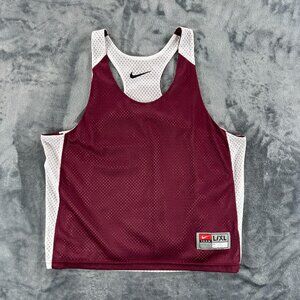 Nike Vintage Blank Jersey Tank Top Women L/XL Maroon Red White Reversible VTG